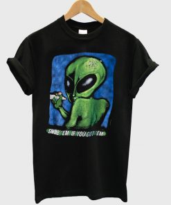 90s Distressed Smoking Alien Grunge Tshirt