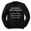 My Brain is 80% Song Lyrics Sweatshirt