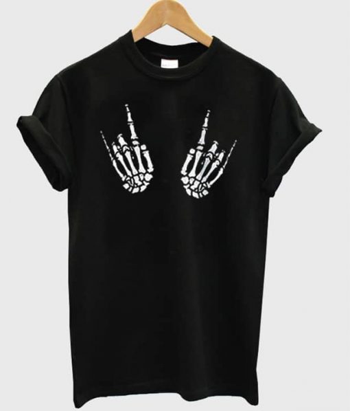 skeleton rock hand shirt