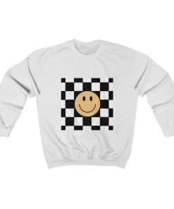 Retro Checkered Smiley Face Sweatshirt