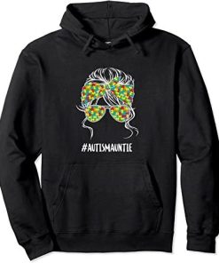 Autism Auntie Autism Awareness Puzzle Piece Hoodie